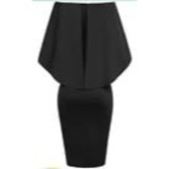 GRACE KARIN Womens S Off Shoulder Batwing Cape Knee Length Dress Black New - Picture 3 of 5